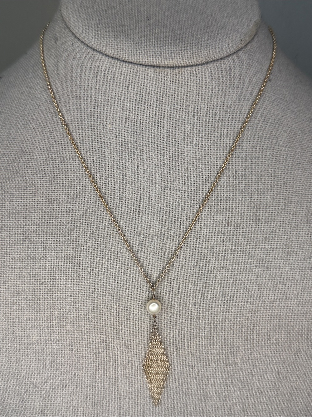 Tiffany & Co. Elsa Peretti 925 Silver Pearl Mesh Tassel Necklace 16"